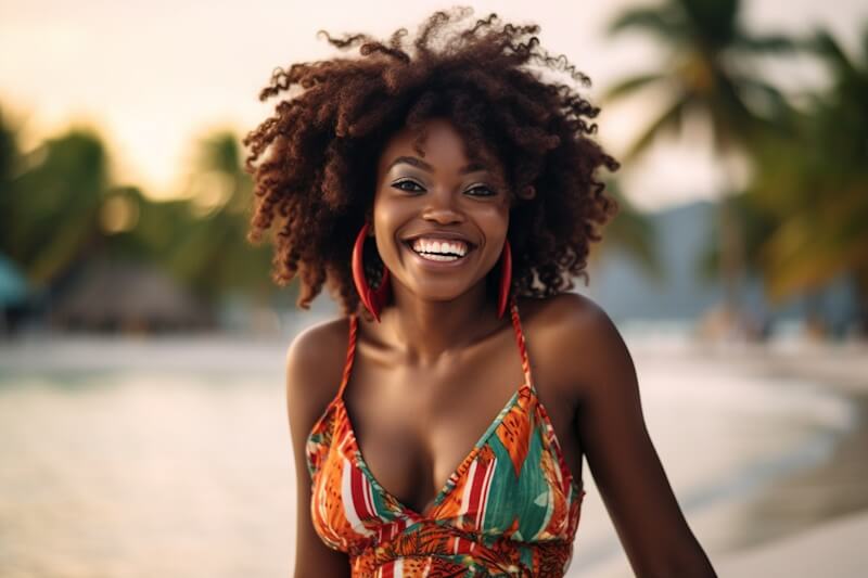 beautiful woman from port au prince on the beach