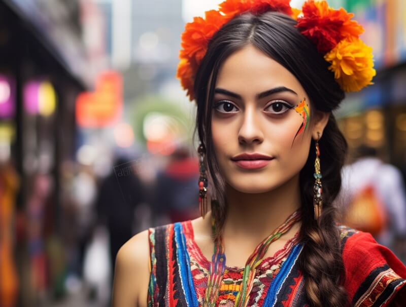 beautiful mexican girl in traditional clothing